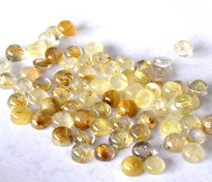 แร่ควอทซ์รูไทล์สีทองธรรมชาติทรงหลังเบี้ยทรงกลมขนาด7มม. ควอทซ์รูไทล์สีทอง - Product Image 3