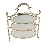 Support à gâteau de style traditionnel de haute qualité en argent de Sheffield, 3 étages, pour salon, hôtels toutes saisons