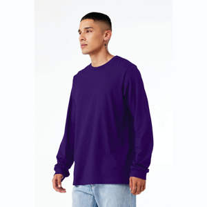 Team <b>Purple</b> Classic Crew Neck Unisex Long Sleeve <b>T</b>-<b>Shirt</b>: 100% Airlume Combed and Ring Spun Cotton, 32 Singles, 4.2 oz - Product Image 2