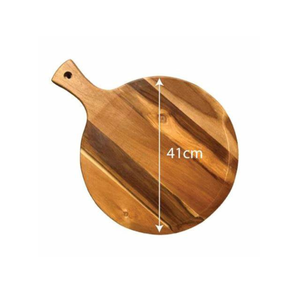 เขียงไม้ไผ่ทรงกลมทำด้วยมือสำหรับตัดและเสิร์ฟในครัว - Product Image 5