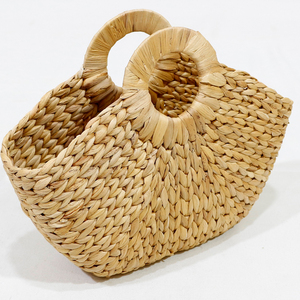 Vente chaude écologique jacinthe d'eau artisanat naturel fait à la main dur paille panier sacs à main avec une bonne qualité pour les femmes - Product Image 2