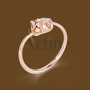 Combo de anillo y cadena de moissanita/circonita cúbica de corte brillante redondo de estilo étnico de oro de 18 quilates para mujer - Product Image 1