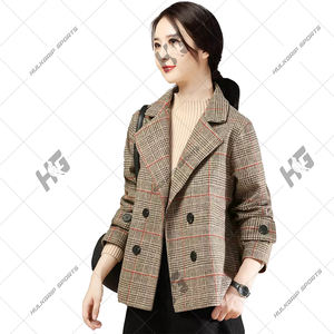 Blazer en laine mélangée tissée unie anti-plis à bouton unique pour femme, broderie 3D, col en V, vêtement d'extérieur automne-hiver - Product Image 6