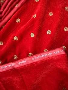 Elegant new velvet 9000 butti design fabric high quality smooth finish suitable <b>for</b> ethnic wear party <b>dress</b> and premium garment - Product Image 4