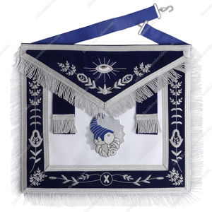 Tablier de maître maçonnique brodé à la main Blue Lodge Past Mason Apparel personnalisable - Product Image 1