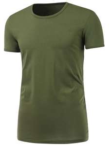 Camisetas de punto 100% de poliéster para hombre, ropa informal en blanco sólido, antiarrugas y transpirables - Product Image 3