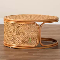 Table Console festonnée en rotin de palmier Table basse en osier faite à la main Table basse nordique Logo personnalisé et emballage au Vietnam