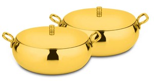 Cazuela de forma ovalada de lujo de cobre de acero inoxidable de alta calidad con tapa para uso en cocina y servicio - Product Image 3