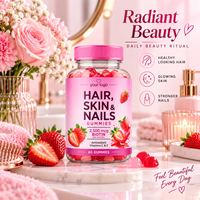 Gummies Beauté Cheveux, Peau et Ongles à la Biotine, Vitamines C et E, Goût Fraise, Complément Masticable, 60 Gummies, Emballage OEM Marque Privée