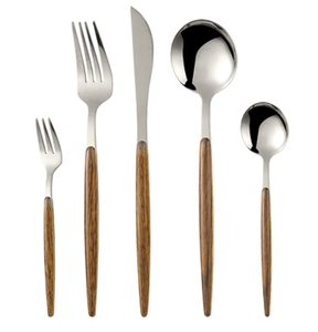 Manche en bois écologique de haute qualité ensemble de couverts fourchette en acier inoxydable couteau cuillère ensemble couverts en bois ustensiles de cuisine - Product Image 6