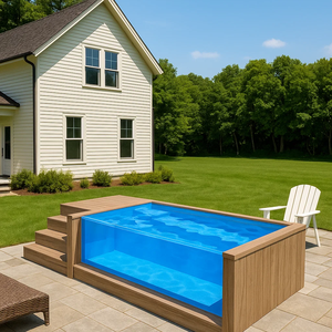 Piscina de Fibra de Vidrio para Niños y Adultos, para Exteriores, de 10 mm de Grosor, Resistente a los Rayos UV, Ecológica, Duradera, de Forma Rectangular, Fácil de Instalar - Product Image 2