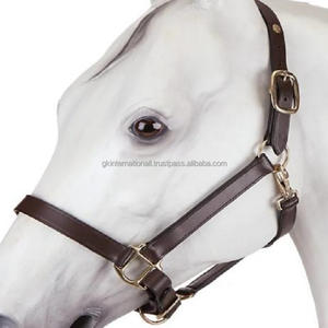 Venta al por mayor de productos de Carreras de Caballos de doble costura de cuero marrón ajustable cabestro de caballo en mazorca completa sobre tamaños - Product Image 4
