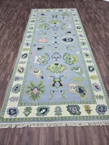 Tapis persan en laine noué à la main de luxe | Tapis fait main bleu et vert doux | Décor de salon oriental Boho" - Product Image 5