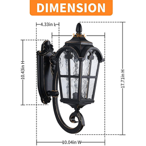 Crépuscule à l'aube applique murale extérieure noir 17 pouces extérieur étanche porche applique murale pour porte de garage de <span class=keywords><strong>maison</strong></span> - Product Image 2