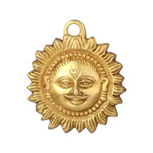 Décoration intérieure moderne Tenture murale en métal laiton faite à la main Sun Surya Bhagwan Face Idol Sun Surya Tenture murale pour la décoration intérieure - Product Image 3