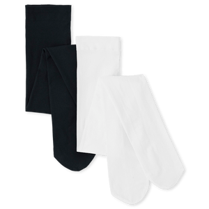 Girls XL Size Microfiber Opaque Tights 2-Pack Black Pantyhose Knitted Weaving Printed Pattern - Product Image 2