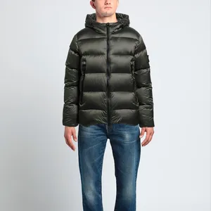 Men's Winter Hooded Puffer Jacket Polyester Wadding Windproof Zipper Closure Casual Style Solid <b>Colour</b> Regular Fit - Product Image 4