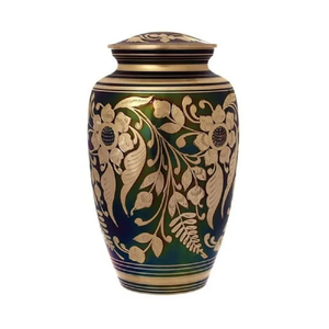 โกศเผาโลหะหรูหราแบบราชวงศ์ดั้งเดิมพร้อมการแกะสลักดอกไม้สำหรับบริการงานศพ - Product Image 1