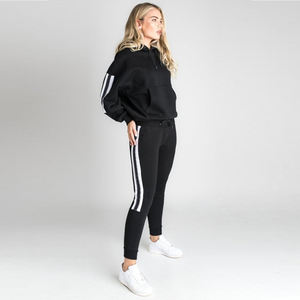 2025 pour l'automne sport costume pour femmes rayé solide grande taille décontracté sport veste streetwear mode sweat à capuche survêtement - Product Image 1
