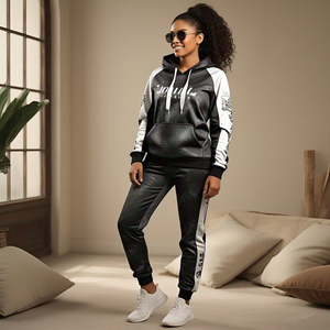 Chándal deportivo de Invierno para mujer OEM, sudadera con capucha y pantalones de chándal con sublimación gráfica, conjunto de mujer con estampado digital - Product Image 4