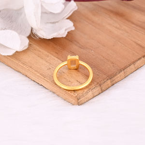 Anillo de Plata de Ley 925 Chapado en Oro Amarillo de Moda, Joyería Hecha a Mano, Anillo Elegante con Piedras Preciosas, Anillo de Citrino Natural para Mujer - Product Image 3