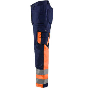 Pantalones de Trabajo para Hombre, Color Azul Marino, Reflectantes, Transpirables, Certificados CE, con Franjas de Seguridad Naranjas y Bolsillos con Clip para Uso Industrial - Product Image 4