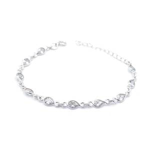 สร้อยข้อมือเงินแท้925ปรับได้พร้อม CZ และพลอยบางครบรอบแต่งงานเครื่องประดับสมบูรณ์แบบของขวัญของเธอ - Product Image 4