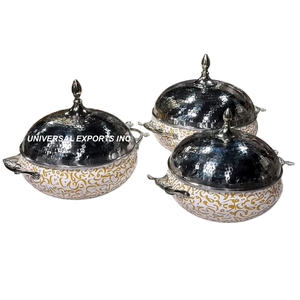 Ensemble de trois chauffe-plats de luxe au design arabe Casserole faite à la main de qualité supérieure Hotpot en métal classique Style classique le plus vendu - Product Image 1