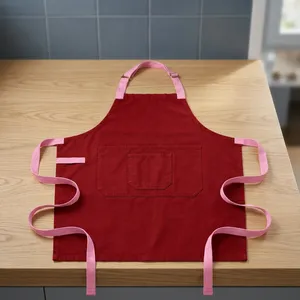 Tablier classique en toile bleue, robuste et durable, avec poches, lavable en machine, pour la cuisine et l'usage quotidien - Product Image 2