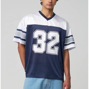 Uniforme de fútbol americano Diseño personalizado Su propio equipo de sublimación Blanco Azul Adulto Camiseta de fútbol americano - Product Image 2