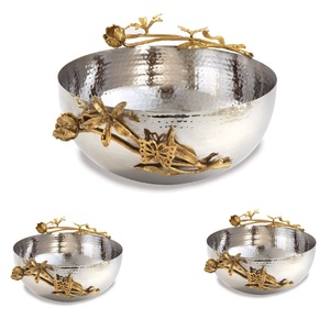 Vintage Metal With Copper & Brass Finished Fruit Bowl Cupcake Snacks Dish Platter Plate Hammered Metal Round Dish Kitchen Tools - Product Image 4