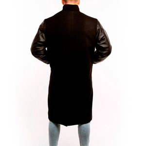 Nouveau luxe 100% laine Chenille broderie noir laine corps et noir cuir manches Letterman Varsity veste manteau pour hommes OEM - Product Image 3