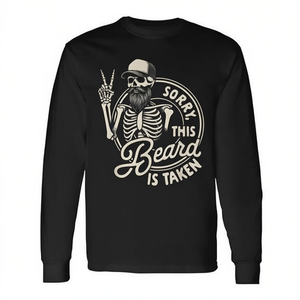 เสื้อยืดแขนยาววันพ่อสำหรับคุณพ่อหนวดเครา พร้อมดีไซน์ข้อความ 'ขอโทษนะ หนวดเครานี้มีเจ้าของแล้ว' สำหรับใช้ในการส่งเสริมการขาย - Product Image 2