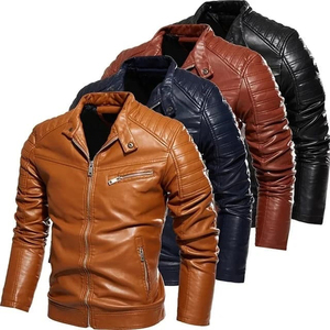 Chaqueta de Cuero Genuino para Hombre al por Mayor OEM con Cuello Alto, Talla Personalizada, Impermeable, Transpirable, Hecha a Medida, de Tela de Lona para Invierno - Product Image 4