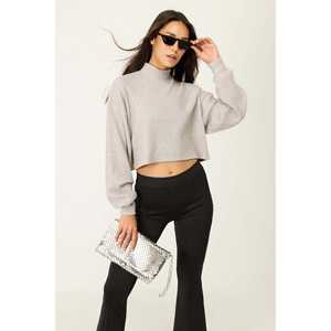 Pull à col rond à manches longues en viscose/polyester au crochet, style décontracté, texture douce - Product Image 1