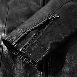 Chaqueta Negra Ajustada de Moda para Hombre, de Cuero de Grano Completo de Alta Calidad, Transpirable, Resistente al Viento, Estilo Urbano - Product Image 5