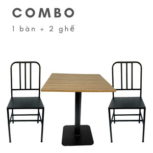 Industrial Design Style Square Coffee Table 2 Comfortable Powder-Coated Iron Chairs <b>Set</b> for Coffee Shops <b>Restaurants</b> CBCF099 - Product Image 2