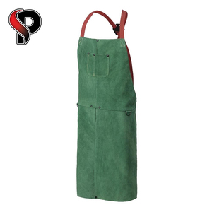Best Quality Red Full Length Customized <b>Leather</b> Welding <b>Apron</b> Industrial Safety Highest Feature for Welder's Protection <b>Apron</b> - Product Image 4