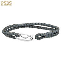 Derniers modèles de bijoux de mode en gros, bracelets en cuir colorés à double couche personnalisés en acier inoxydable vintage pour hommes