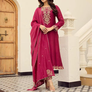 Indian Pakistani Festive <b>Kurta</b> Bottom Dupatta Set | Ready-Made <b>Women</b> Ethnic Wear Wholesale - Product Image 1
