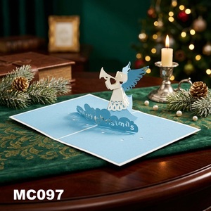 Customizable 3D Pop-Up Christmas & New Year Angel Greeting Card – Traditional Handcrafted <b>Paper</b> Design with Matte Varnish, Offse - Product Image 1