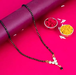 High Quality Traditional <b>Indian</b> Long Short Combo Mangalsutra Set for Women Gold Plated Fashion Jewelry - Product Image 4