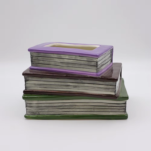 Jarrón de Flores Secas de Cerámica Hecho a Mano de Lujo con Forma de Libro, Diseño Moderno, Boca Ancha, para Bodas, Hogar, Oficina, Sala de Estudio, Ecológico - Product Image 2