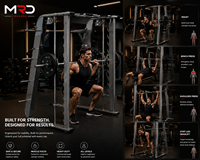 Máquina Smith, Rack de Sentadillas, Rack de Pesas, Estación de Dominadas, Almacenamiento de Pesas, Equipo de Entrenamiento de Fuerza para Gimnasio en Casa