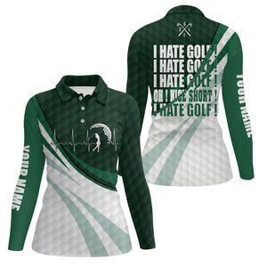 T-shirt polo à manches longues pour homme avec logo personnalisé, vêtements de sport décontractés confortables en polyester tricoté et à imprimé golf - Product Image 2