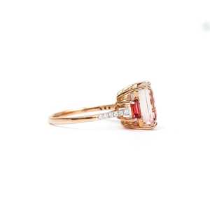 Big Emerald Cut Tourmaline Ring 14K Gold Plated Three Stone Zircon Ring 925 Sterling Silver Octagon Solitaire Jewelry Gift - Product Image 5