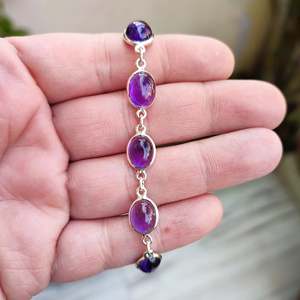 Handmade 925 Sterling <b>Silver</b> Amethyst <b>Bracelet</b> Crystal <b>Bracelets</b> & <b>Bangles</b> - Product Image 3