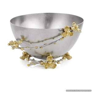 Bol de service rond en métal argenté fabriqué à la main Accent décoratif exclusif parfait pour les repas traditionnels à la maison - Product Image 2