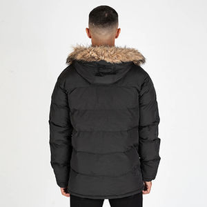 Parka d'hiver matelassée pour homme 2026, personnalisée, noire, en polyester/coton, avec broderie sur le devant, coupe-vent chaud et rembourré - Product Image 4