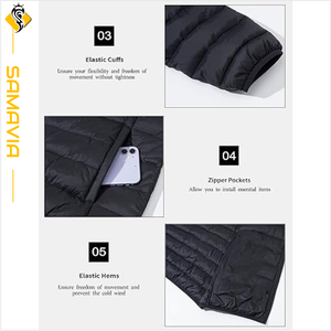 <b>Men's</b> Lightweight Quilted Winter Puffer <b>Jacket</b> Breathable Outdoor Windproof Coat with Zipper Closure Ready to Ship - Product Image 4